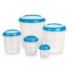 Aristo Anchor Plastic Storage Container 5 Pcs Set, Transparent Clear