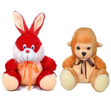 Babique Combo Monkey & Rabbit Teddy Bear Soft Toy Boy/Girl/Baby Kids Birthday Gift (25 cm) (Pc-2)