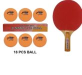 DHS TT BALL 40MM 3 STAR ORANGE (6 Pcs Box) 18 PCS WITH SMART PRO TT BAT MOON