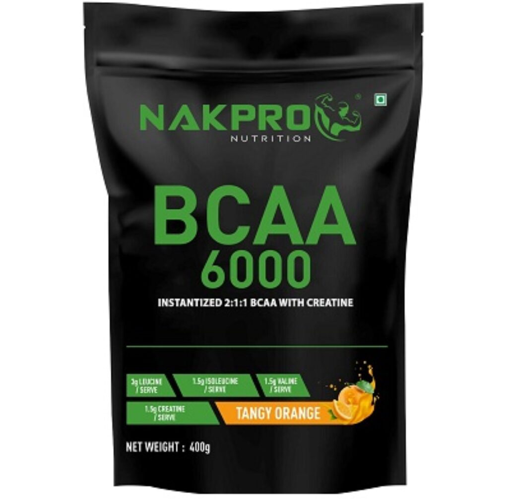 NAKPRO BCAA | Instantized 2:1:1 BCAA | 3g L-Leucine, 1.5g L-Isoleucinem, 1.5g L-Valine with Creatine helps in High Intensity Training / Workout | Post...