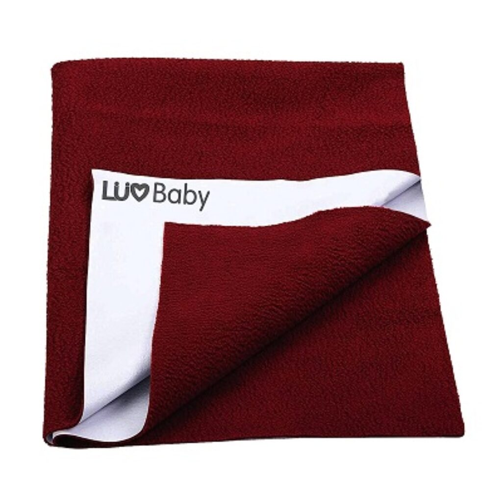 LuvBaby Extra Absorbent Dry Sheet/Bed Protector - Maroon, 0m+ - Small 50 x 70cm