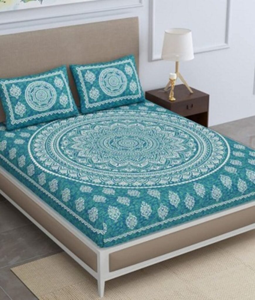 HOMETALES Cotton Ethnic Printed BedSheet