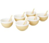 Amazon Brand - Solimo Soup Set with Box, 12 Pieces Bowl, Beige, Plastic