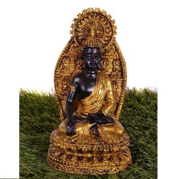 Pindia Meditating Golden Buddha Statue Polyresin Buddha Idol-9.5 * 7.5 * 17 cms
