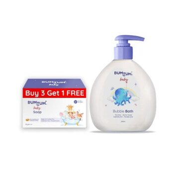 Bumtum Paraben Free Baby Soap (4N x 50 Gram) & Baby Bubble Bath (200 ML) Combo