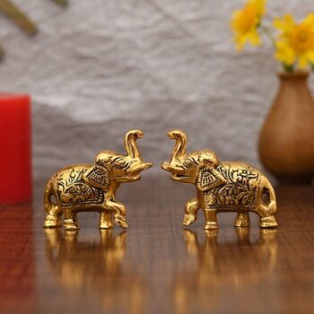 Collectible India Elephant Trunk Up Showpiece Decorative Items Figurine