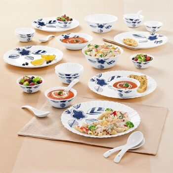 Larah by Borosil Morning Glory Silk Series Opalware Dinner Set