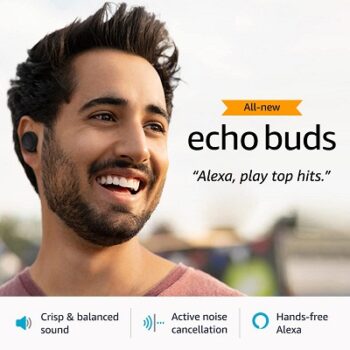 All-new Echo Buds (2nd Gen) | True Wireless earbuds with crisp and balanced sound, Active Noise Cancellation, 3 mics and Alexa | Black