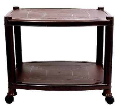 Esquire Delta Plastic Glossy Trolley Table (Brown)