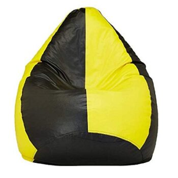 New Brand -TRUE 2F (XL) Faux Leather Bean Bag Cover Without Beans bin Bag (Yellow and Black)