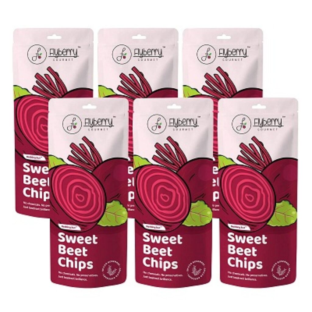 Flyberry Gourmet Beetroot Chips - Vacuum Fried Snacks 150g (Pack of 6x25g)