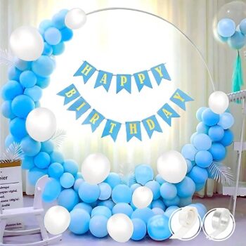 Flyloons 53pcs set of Birthday Decorations items for boys with Blue Banner