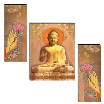 Indianara Set of 3 Gautam Buddha MDF Art Painting