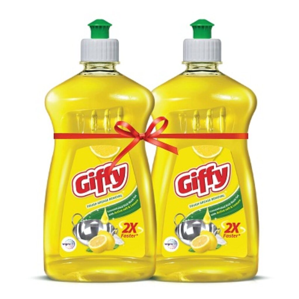 Giffy Lemon & Active Salt Dishwash Liquid Gel 500ml (Pack of 2) Bottle