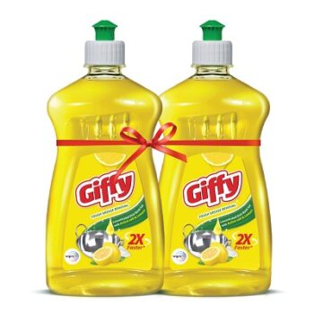 Giffy Lemon & Active Salt Dishwash Liquid Gel 500ml (Pack of 2) Bottle