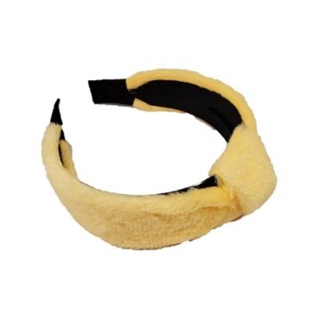 VEDAKSH Solid Fabric Knot Hair Band with Fur Design