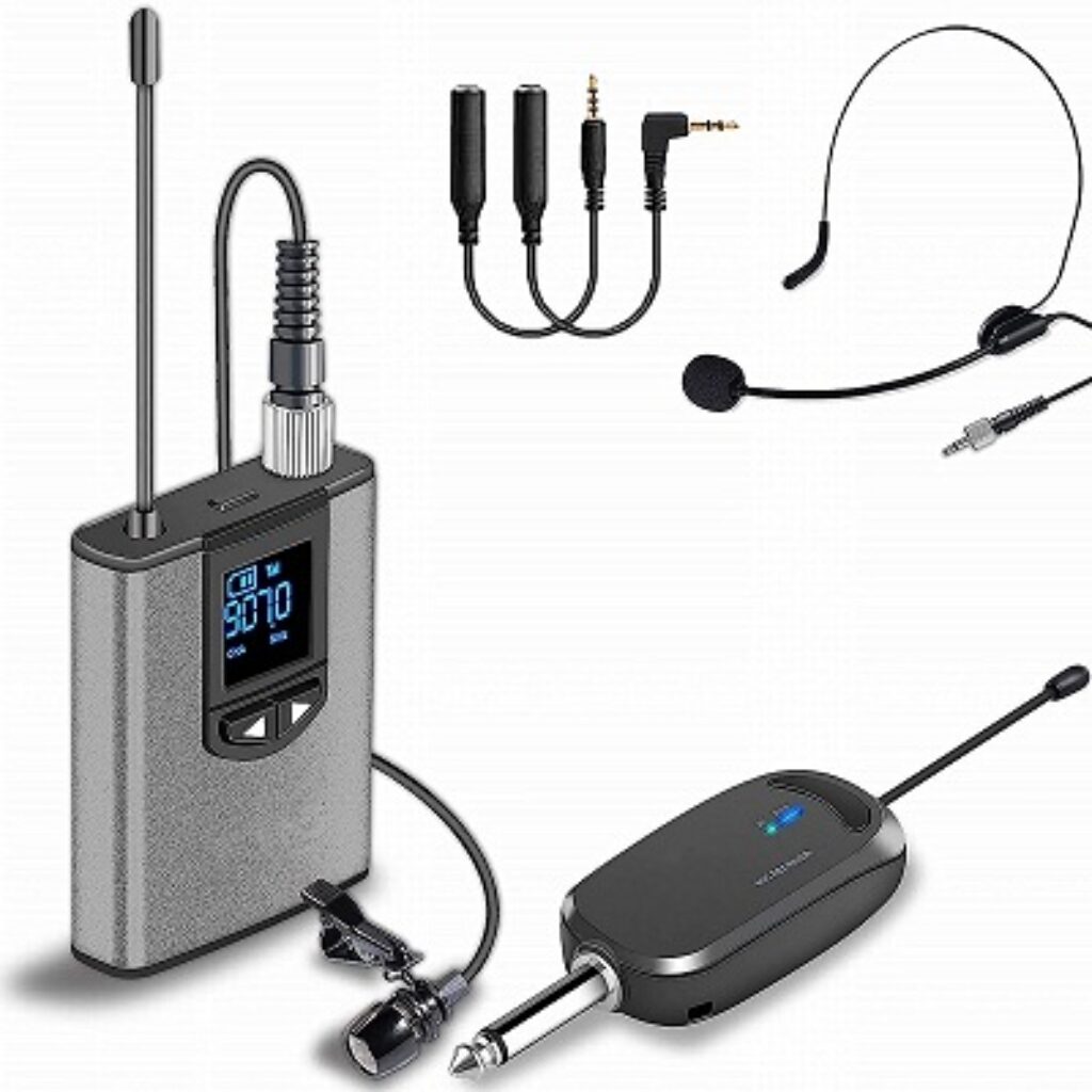 FRIWOL Wireless Headset Lavalier Microphone System -Alvoxcon Wireless Lapel Mic Best for iPhone,