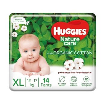 Huggies Nature Care Pants, Extra Large (XL) Size Diaper Pants, 14 Count