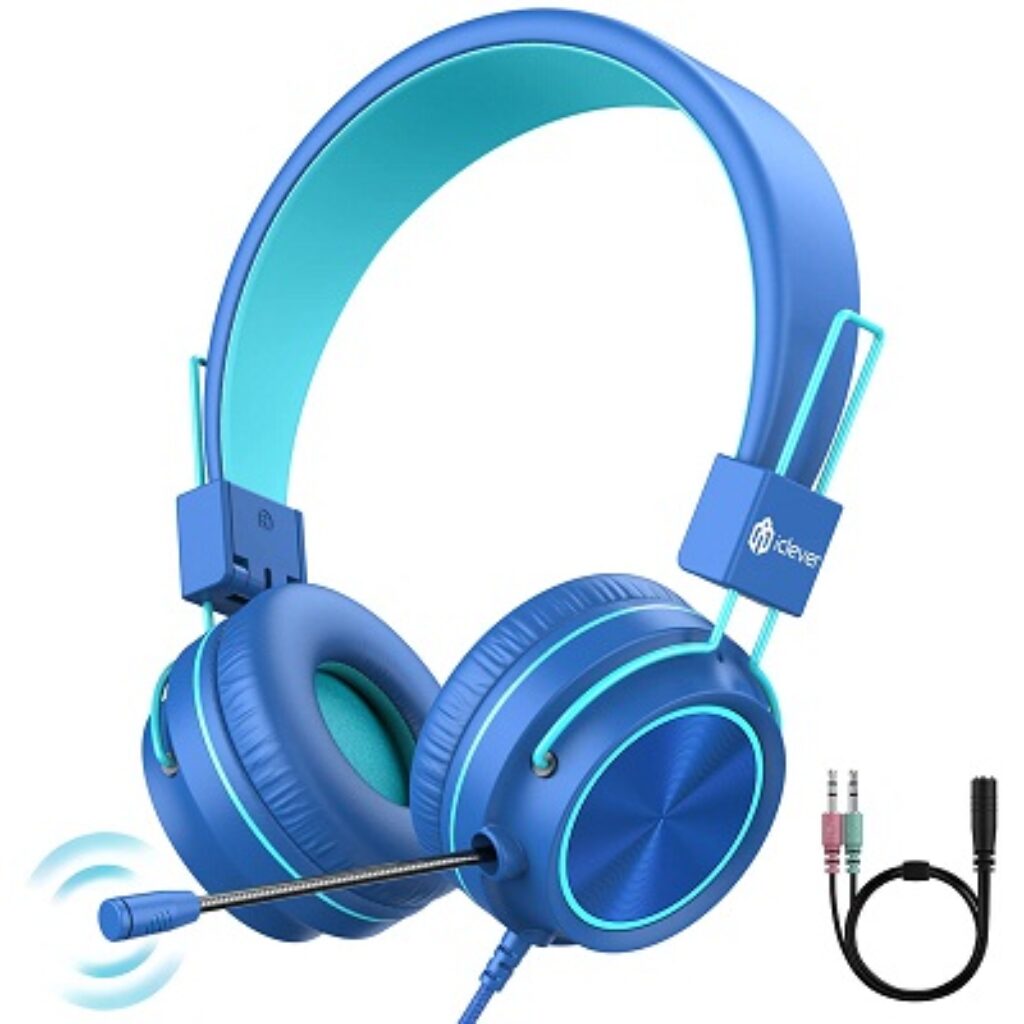 iClever Kids Headphones with Mic, Wired On Ear Headphones for Kids