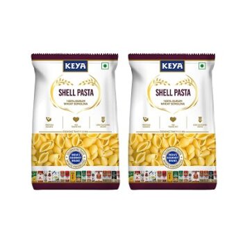 Keya 100% Durum Wheat Shell Pasta 400gm, Pack 2