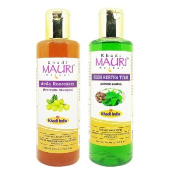 Khadi Mauri Amla Rosemary & Neem Reetha Tulsi Shampoo - Pack of 2 (420 ml)