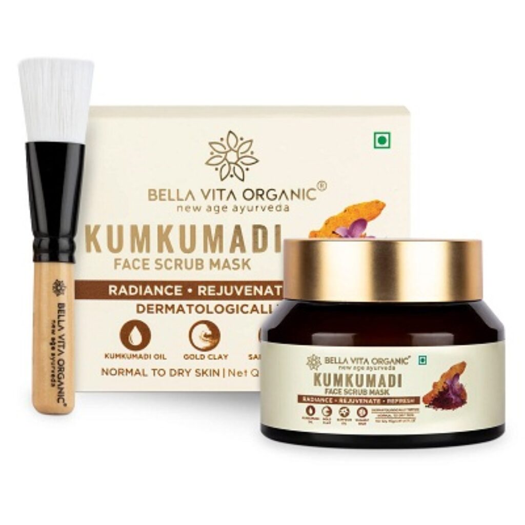 Bella Vita Organic Kumkumadi Face Scrub Mask with Applicator Brush