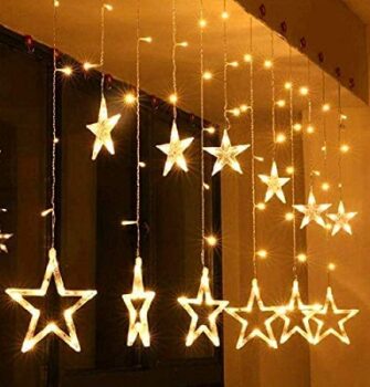 Lexton Multicolour 12 Stars Curtain Light with Flickering Controller (Warm White)
