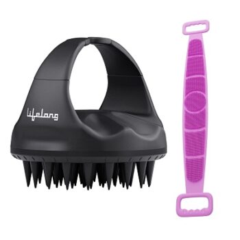 Lifelong Silicone Scalp Massager Shampoo Brush with Body Scrubber