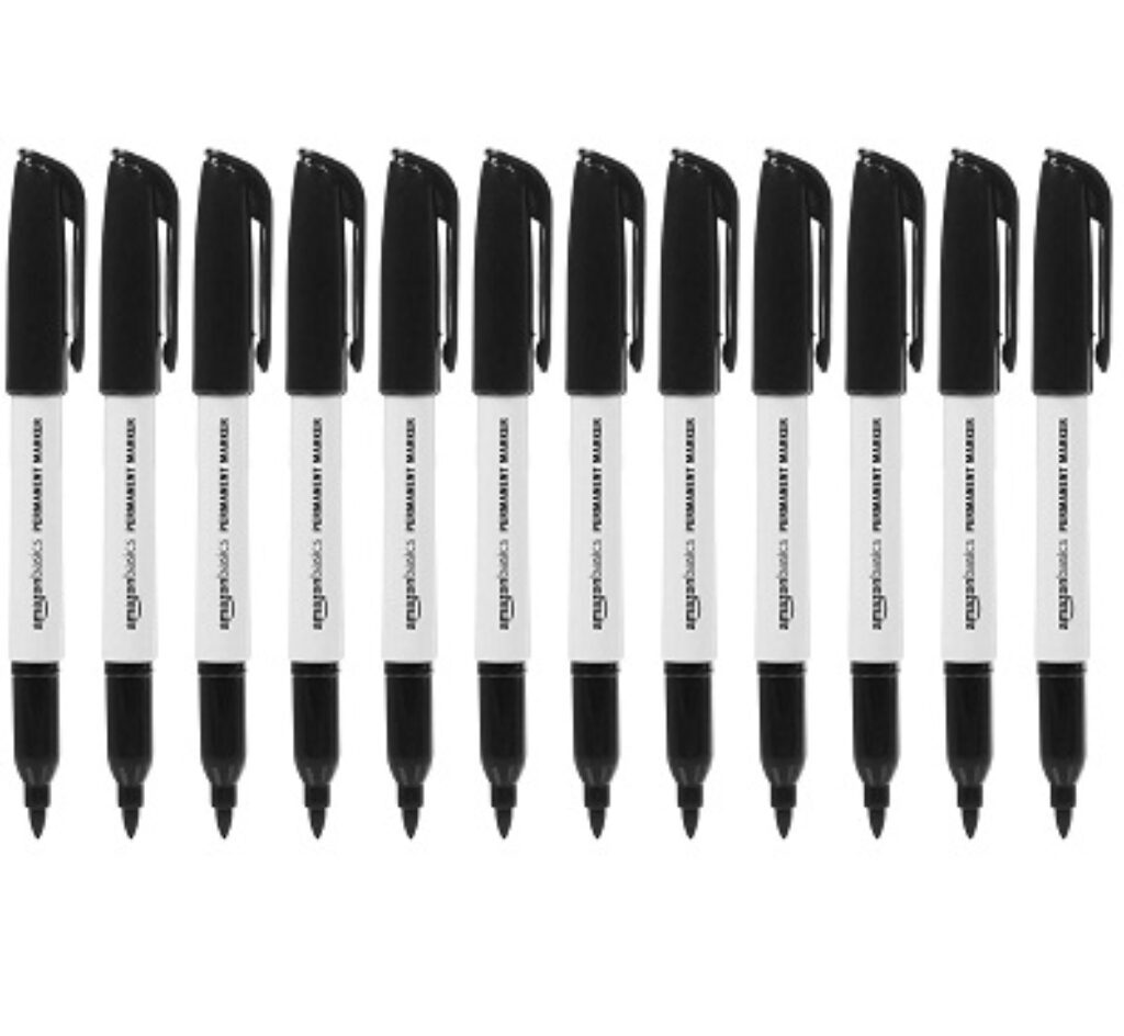 Amazon Basics Permanent Fine Point Marker Set - Black - Pack of 12