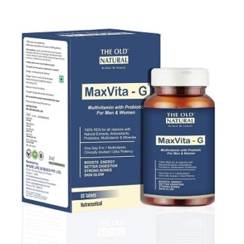 The Old Natural Maxvita -G Multivitamin for Men I Vitamins, Minerals, Prebiotic & Probiotic 60 Tablets I Ultra Potency I 9 in 1 Clinically Studied...