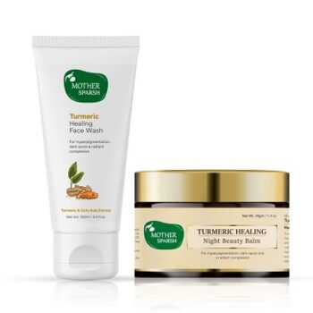 Mother Sparsh Turmeric Healing Night Beauty Balm (40g) + Turmeric Healing Face Wash (100ml)|For Dark Spots | Hyper Pigmentation | Radiant Complexion | Skin...