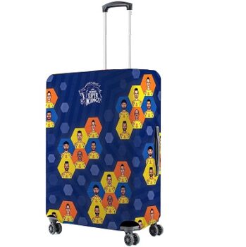 Nasher Miles x Chennai Super Kings (CSK) Polyester Multi Colored Honeycomb Protective Luggage Cover