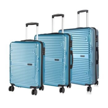 Nasher Miles Dalhousie Hard-Sided Poycarbonate Luggage Set of 3 Titanium Blue Trolley Bags (55, 65 & 75 Cm)