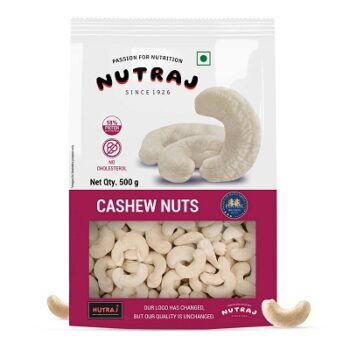Nutraj 100% Pure Premium Whole Cashew Nuts W320(500g) Pouch, Raw | Nutritious, Delicious & Crunchy Kaju | Rich in Magnesium, Copper & Phosphorus