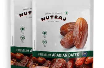 Nutraj Premium Gold Arabian Dates 1kg | Khajur | Khajoor | No Preservatives | No Added Sugar | Dried Fruits | Rich in Iron, Fibre & Vitamins Pack of 2...