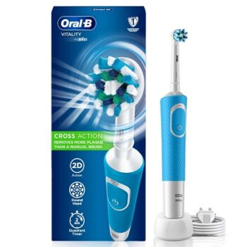 Oral B Vitality 100 Blue Criss Cross Electric Rechargeable Toothbrush for Adults Powered by Braun