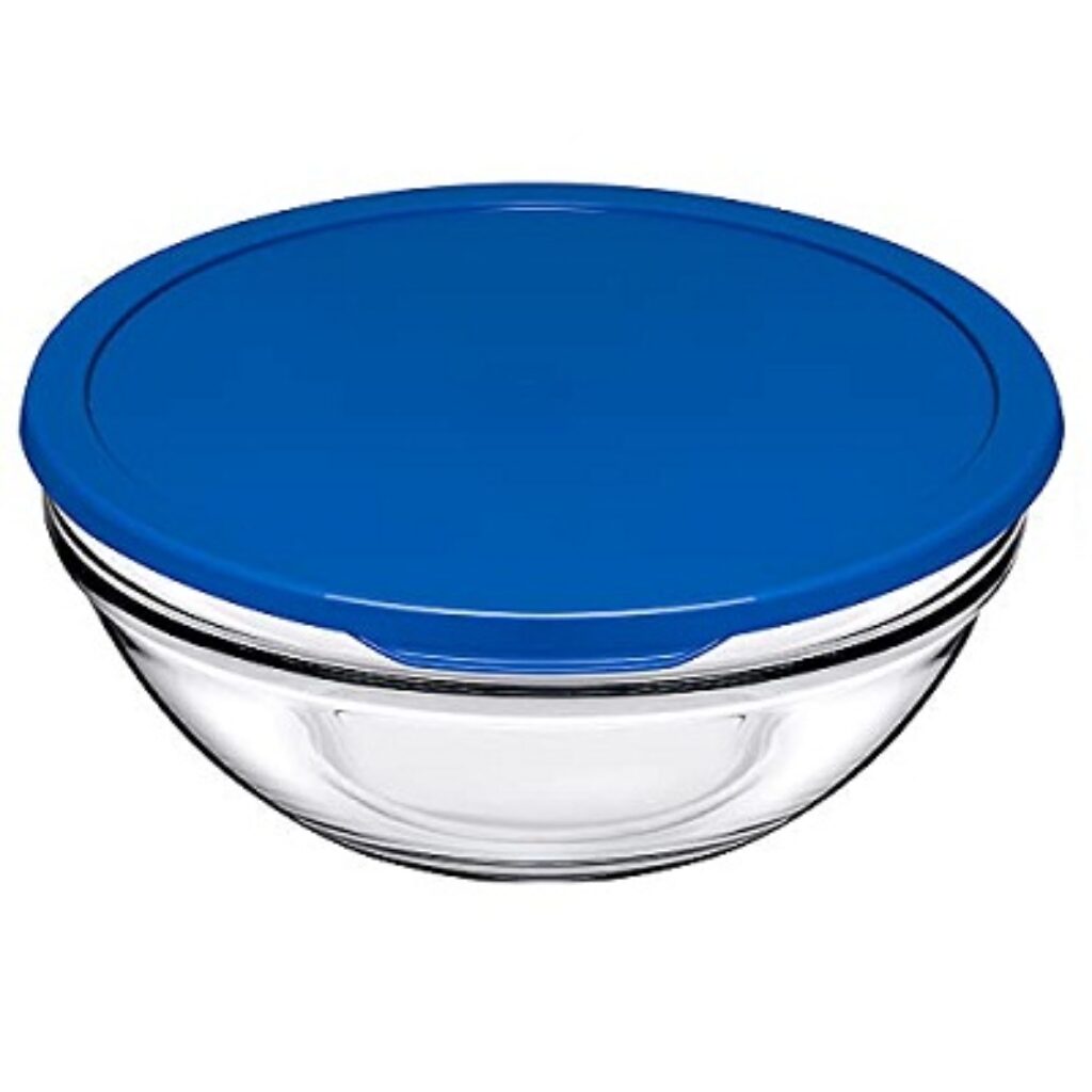 Pasabahce Chef's Glass Mixing Bowl with Lid 1700 ml 1 Pc Blue