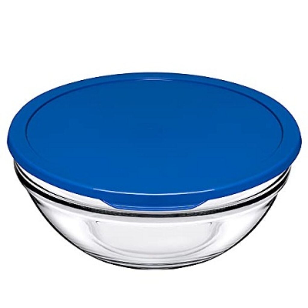 Pasabahce Chef's Glass Mixing Bowl with Lid 1700 ml 1 Pc Blue