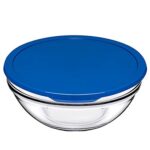 Pasabahce Chef's Glass Mixing Bowl with Lid 1700 ml 1 Pc Blue