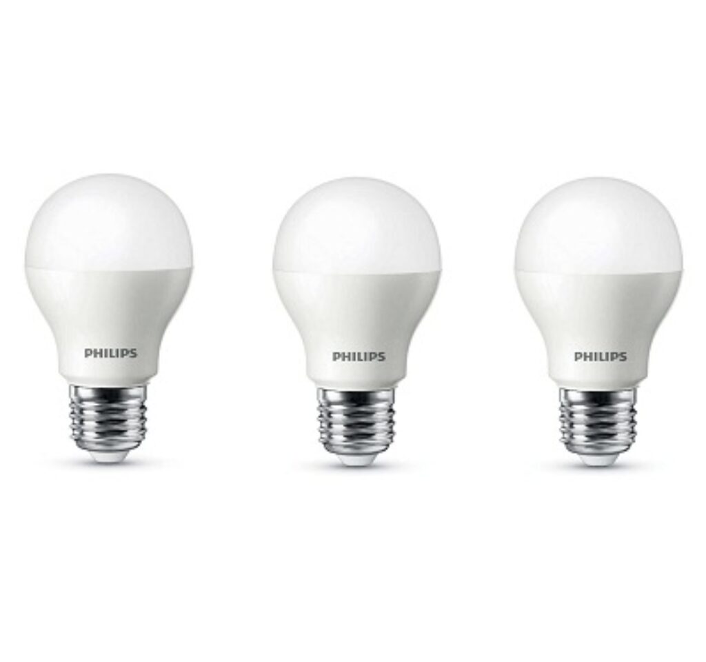 Philips Base E27 7-Watt LED bulb (Crystal White,Pack of 3)