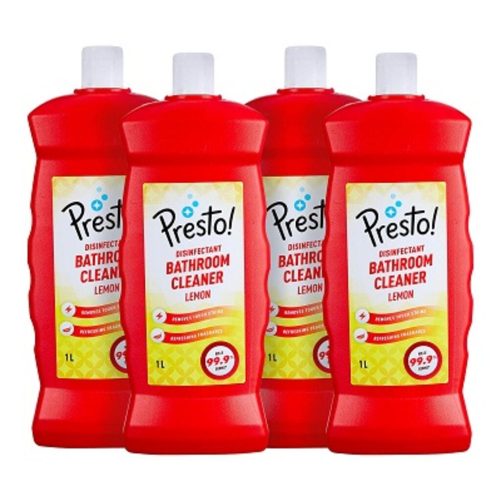 Amazon Brand - Presto! Bathroom Cleaner 1 L X 4 (Lemon)