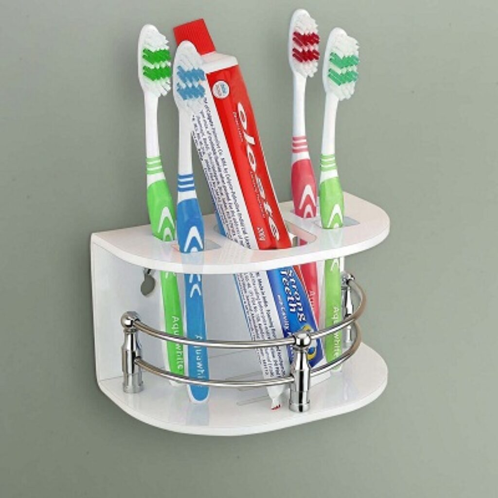 Primax Acrylic BathroomTooth Brush Holder for Home (7-inch White)