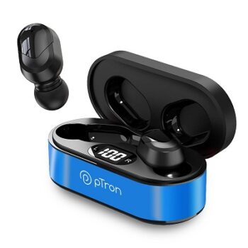 pTron Bassbuds Plus In-Ear TWS Earbuds with HD Mics, Bluetooth 5.0 Headphones with Immersive Sound