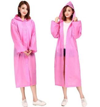 Raaya Clear Reusable Rain Card Lightweight Rain Coats for Women with Hood and Drawstring - 1 Pcs