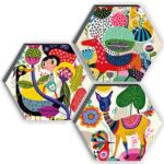 SAF Set of 3 Hexagon Kid's Room Decor Modern Art