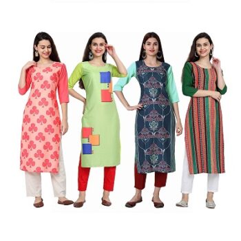 Sancom Women's Crepe Straight Kurta