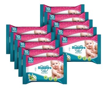 Supples Baby Wet Wipes Travel Pack with Aloe Vera and Vitamin E