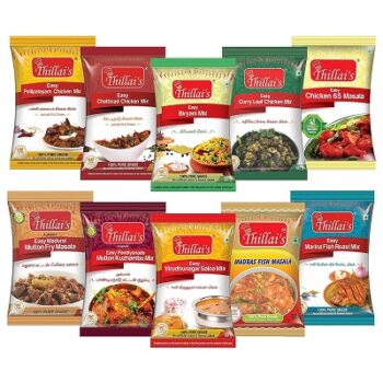 Thillai's Easy Non-Veg masalas Combo-Pack of 10 (50g) Each 1