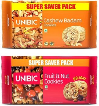 Unibic Cashew and Fruit n Nut Cookies Combo, 500g x 2