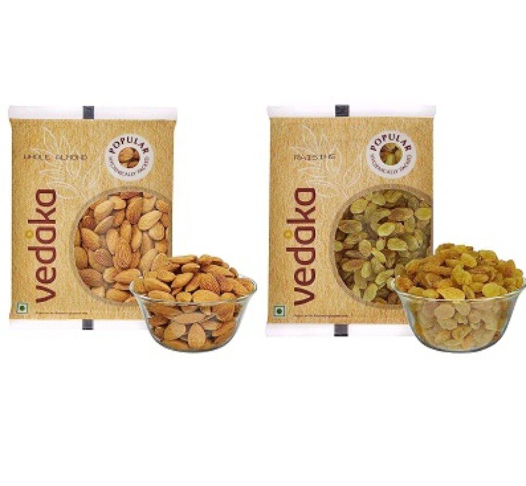 Amazon Brand - Vedaka Dry Fruit Combo - Almonds and Raisins (2 X 200 gm)